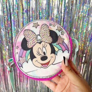 Handmade Rhinestone Bling Disney Minnie Mouse Small Crossbody Bag,Disneyland